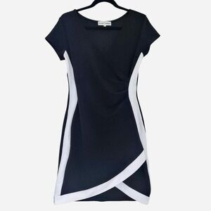 Almost Famous black and white dress faux wrap bodycon sexy mini dress